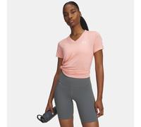 Maglia a maniche corte Under Armour Tech™ Twist V-Neck da donna Posh Rosa / Bianco XS