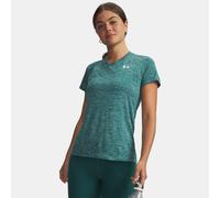 Maglia a maniche corte Under Armour Tech™ Twist V-Neck da donna Rack Verde / Bianco L