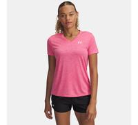 Maglia a maniche corte Under Armour Tech™ Twist V-Neck da donna Super Rosa / Bianco L