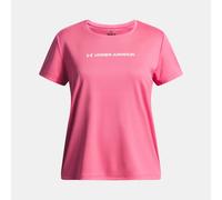 Maglia a maniche corte Under Armour Tech™ Wordmark Graphic da ragazza Super Rosa / Bianco YMD (137 - 149 cm)