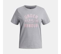 Maglia a maniche corte Under Armour Varsity da ragazza Mod Grigio Light Heather / Prime Rosa YMD (137 - 149 cm)