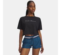 Maglia a maniche corte Under Armour Wordmark Crop da donna Nero / Bianco S