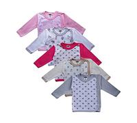 Maglia a Maniche Lunghe con Bottoni Laterali | T-shirt Neonato per Ragazze e Ragazzi | Fasciatoio | Unisex | Vari Colori | Multipack da 5 Pezzi (Mix Colors 3, 68)