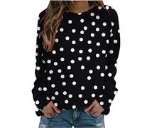 Maglia a maniche lunghe da donna con scollo rotondo, alla moda, stampa a pois, camicetta leggera 2023, felpa autunno inverno, adolescente, maglietta a maniche lunghe, per tutte le partite, comoda