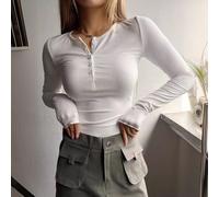 Maglia a maniche lunghe da donna, elasticizzata, per il tempo libero | Struttura a costine sottili, per un taglio slim fit, morbida al tatto, ideale come strato base o da indossare