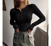 Maglia a maniche lunghe da donna, elasticizzata, per il tempo libero | Struttura a costine sottili, per un taglio slim fit, morbida al tatto, ideale come strato base o da indossare