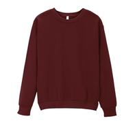 Maglia a maniche lunghe da donna, in cotone, senza cappuccio, con scollo rotondo, in tinta unita, per il tempo libero, l'autunno, l'inverno, maglione retrò classico, Vino, m