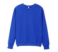 Maglia a maniche lunghe da donna, in cotone, senza cappuccio, con scollo rotondo, in tinta unita, per il tempo libero, l'autunno, l'inverno, maglione retrò classico, Blu, xxl