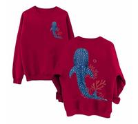 Maglia a maniche lunghe da donna in stile retrò con motivo floreale, Colore: rosso, XL