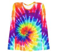 Maglia a maniche lunghe da donna in stile tye colorato - Maglia colorata con motivo a spirale arcobaleno | maglietta casual hippie per festival e tempo libero, Stil_u01 Multicolore, 3XL