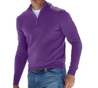 Maglia a maniche lunghe da uomo con cerniera, elegante, in cotone, casual, elasticizzata, tinta unita, da uomo, alla moda, con collo alto, a maniche lunghe, PP1, XXXXXL