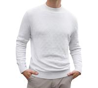 Maglia a maniche lunghe da uomo in maglia a nido d'ape, con scollo a V, top leggero per un look casual e strutturato, maglietta basic per autunno e vita quotidiana, Stil_l02 Bianco, XL