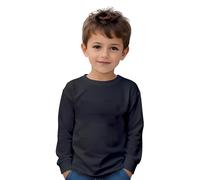 Maglia a maniche lunghe in 100% cotone per bambini - Mantella antifreddo in vari colori, comoda, morbida, liscia ed elegante, Nero , 10 anni