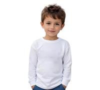 Maglia a maniche lunghe in 100% cotone per bambini - Mantella antifreddo in vari colori, comoda, morbida, liscia ed elegante, bianco, 10 anni