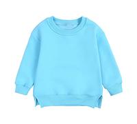 Maglia a maniche lunghe organica per neonato maglione tinta unita plus bambini colore top coat top top maglietta ragazza divertente, Blu, 12-24 Mesi
