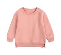 Maglia a maniche lunghe organica per neonato maglione tinta unita plus bambini colore top coat top top maglietta ragazza divertente, Colore: rosa., 9-12 Mesi