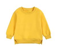 Maglia a maniche lunghe organica per neonato maglione tinta unita plus bambini colore top coat top top maglietta ragazza divertente, giallo., 3-4 Anni