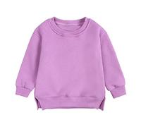 Maglia a maniche lunghe organica per neonato maglione tinta unita plus bambini colore top coat top top maglietta ragazza divertente, Lilla, 6-9 Mesi