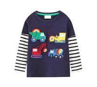 Maglia a maniche lunghe per bambini, a maniche lunghe, per bambini, con dinosauro, 2 7 anni, Blu marino, 4-5 Anni