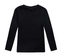 Maglia a maniche lunghe per ragazze con stampa in cotone, capo per bambini, abbigliamento per ragazze, maglietta basic, abbigliamento casual per bambini, Nero , 3-4 Anni