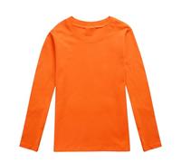 Maglia a maniche lunghe per ragazze con stampa in cotone, capo per bambini, abbigliamento per ragazze, maglietta basic, abbigliamento casual per bambini, Colore: arancione., 6-7 Anni