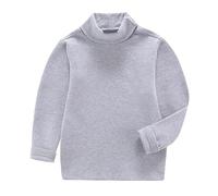 Maglia a maniche lunghe per ragazze nero, a collo alto, per ragazzi, comoda, a maniche lunghe, classica, per bambini, traspirante, morbida, unisex, tinta unita, per il tempo libero, taglie 90-150