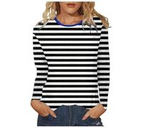 Maglia a righe colorate a maniche lunghe per il tempo libero, da donna, comoda ed elegante, con stampa alla moda, vestibilità ampia, versatile per look casual, tessuto facile da pulire con elastico
