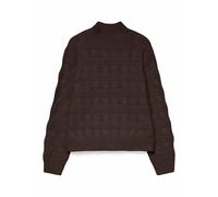 Maglia a trecce collo alto Marrone M Tinta unita