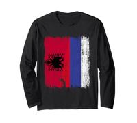 Maglia Albania Russia Mezza Bandiera Albanese Russa Maglia a Manica