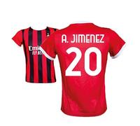 Maglia Alex A. Jimenez 20 AC M i l a n Home, Replica Autorizzata, Rosso e Nero Taglie da Bambino Ragazzo (IT, età, 12 Anni, Regular, Rosso)
