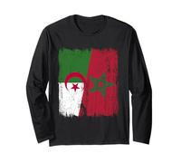 Maglia Algeria Marocco Half Flag Algeria Marocchina Heritage Jersey Maglia a Manica
