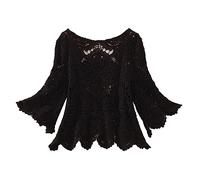 Maglia Asimmetrica Donna Maglia Donna Lunga Calda Gonna Corta da con Maniche A Cinque Quarti Tagliata all Uncinetto con Grembiule Maglione Lungo Sweater Invernale Black XXL