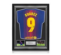Maglia autografata da Luis Suarez: stampa originale. Cornice di alta qualità