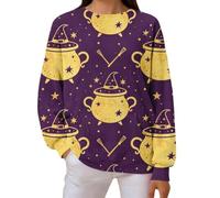 Maglia Baggy Donna Con Tasca Pullover Comoda Leggeri Felpe Senza Cappuccio