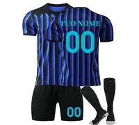 Maglia Calcio per Bambino 24/25 casa/visitatore Personalizzata stampato con Nome e Numero Ragazzi CalcioAllenamento T-Shirt con Calze e Pantaloncini,Regali di Calcio bambina Uomini
