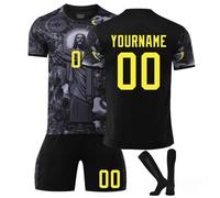 Maglia Calcio Personalizzata Bambino Uomo Brasile Jesus Maglia da Calcio Personalizzabile con Il Tuo Nome/Numero Coppa del Mondo Completi Calcetto Maglietta di Pantaloncini e Calzettoni