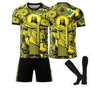 Maglia Calcio Personalizzata Bambino Uomo Brasile Jesus Maglia da Calcio Personalizzabile con Il Tuo Nome/Numero Coppa del Mondo Completi Calcetto Maglietta di Pantaloncini
