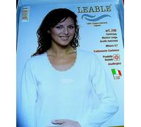 maglia camiciola LEABLE cotone caldo manica lunga Tg 4 bianco scollo macramè