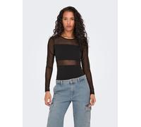 Maglia Canotta Manica Lunga in Rete Cotone Elasticizzato Top Body Bodycon ONLY
