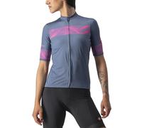 Maglia Castelli Fenice Manica Corta Blu Acciaio Chiaro Rosa Fluo Donna, Taglia L