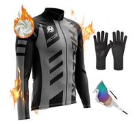 Maglia Ciclismo in Pile per Abbigliamento Ciclismo Invernale Maniche Lunghe per Bici da Corsa, Abbigliamento Ciclismo Uomo Invernale MTB con Cerniera Completa Bicicletta (TYP-8,M)