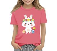 Maglia con scollo a cascata Colorful Eggs and Floral Design Soft T Shirt for Girls Comfort and Stylish Baby Tuta Natale, Colore: rosa., 4-5 Jahre