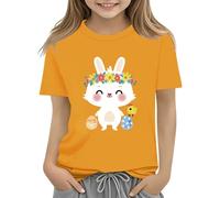 Maglia con scollo a cascata Colorful Eggs and Floral Design Soft T Shirt for Girls Comfort and Stylish Baby Tuta Natale, giallo., 6-7 Jahre