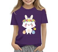 Maglia con scollo a cascata Colorful Eggs and Floral Design Soft T Shirt for Girls Comfort and Stylish Baby Tuta Natale, Lilla, 4-5 Jahre