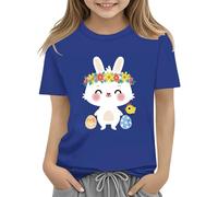 Maglia con scollo a cascata Colorful Eggs and Floral Design Soft T Shirt for Girls Comfort and Stylish Baby Tuta Natale, Blu scuro, 4-5 Jahre