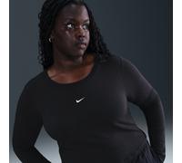 Maglia corta slim fit a manica lunga Nike Chill Knit - Donna - Nero 2X