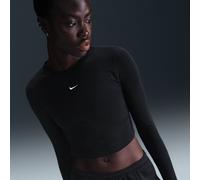 Maglia corta slim fit a manica lunga Nike Chill Knit - Donna - Nero L (IT 48-50)