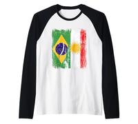 Maglia curda Brasiliana con Mezza Bandiera del Kurdistan del Brasile Maglia con Maniche Raglan