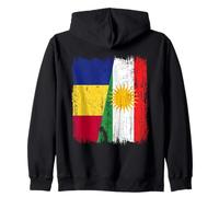 Maglia curda rumena con Mezza Bandiera del Kurdistan della Romania Felpa con Cappuccio