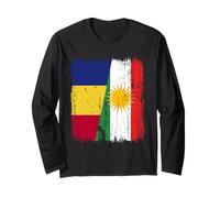 Maglia curda rumena con Mezza Bandiera del Kurdistan della Romania Maglia a Manica